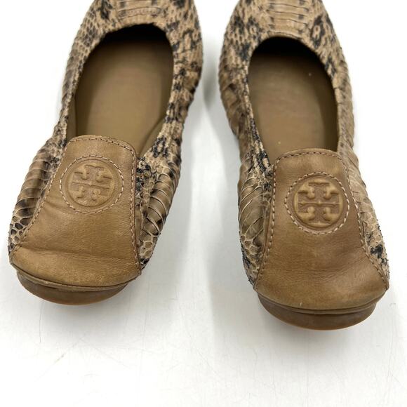 Tory Burch Eddie Python Ballet Flats Clay 11128211 Snake Leather - Picture 8 of 11
